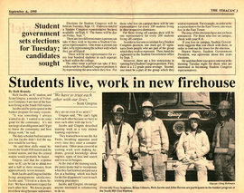 Newspaper clipping showing student firefighters