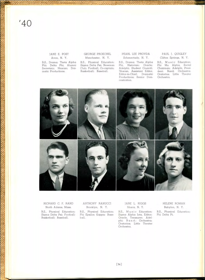 Yearbook page with photo of Pearl Lee Provda